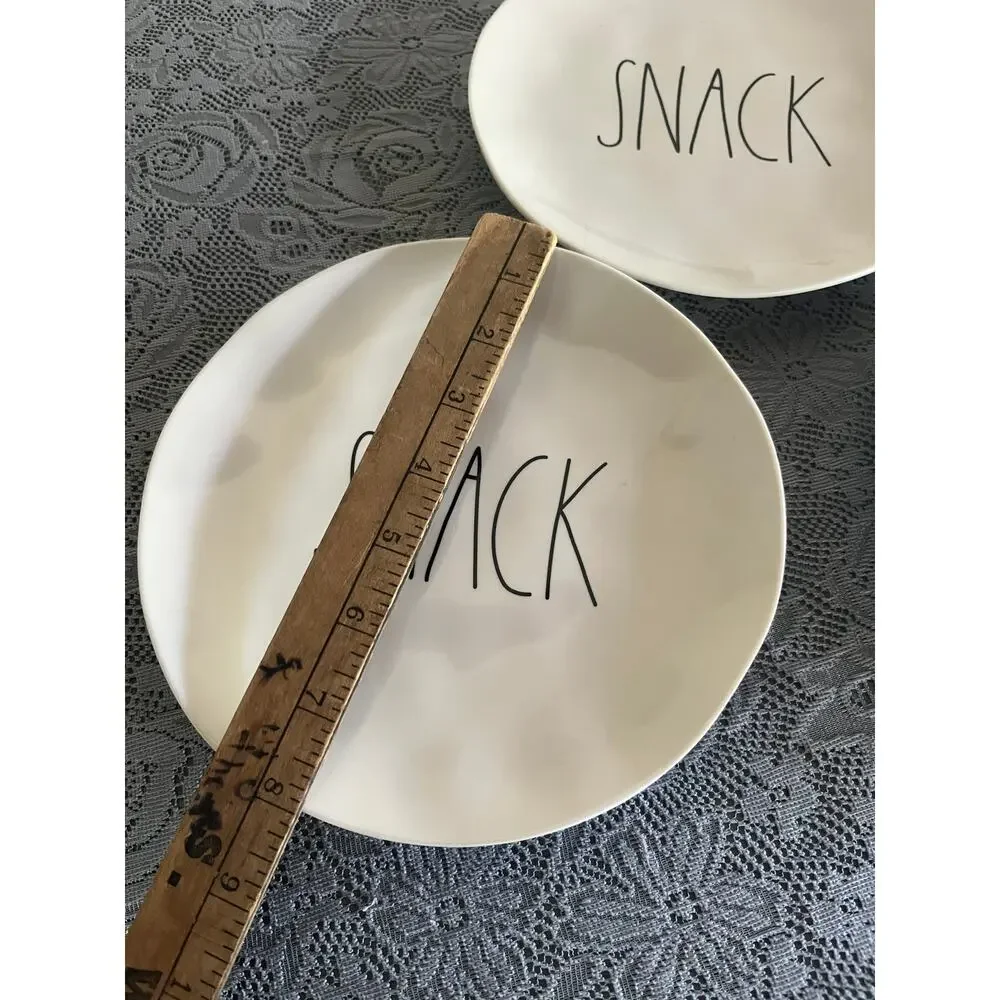 Rae Dunn SNACK Melamine Plates Set of 4 8 in Artisan Collection by Magenta